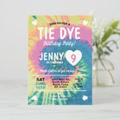 Tie Dye Birthday Get Messy Fun Girls Kaart (Staand voorkant)