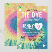 Tie Dye Birthday Get Messy Fun Girls Kaart (Voorkant / Achterkant)