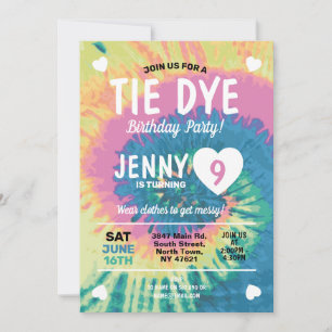 Tie Dye Birthday Get Messy Fun Girls Kaart