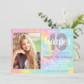 Tie Dye Birthday Invitation 10th Birthday Kaart (Staand voorkant)