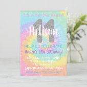 Tie Dye Birthday Invitation 11th Birthday Kaart (Staand voorkant)