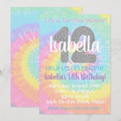 Tie Dye Birthday Invitation 12th Birthday Kaart (Voorkant / Achterkant)