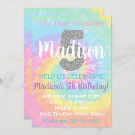 Tie Dye Birthday Invitation 5th Birthday Kaart