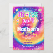 Tie Dye Birthday Invitation, Hippie Birthday Kaart (Voorkant)