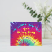 Tie Dye Birthday Jouw tekst personaliseren Uitnodiging Briefkaart (Staand voorkant)