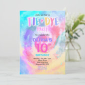 Tie Dye Birthday Party Bright Tie Dye Hippy Party Kaart (Staand voorkant)