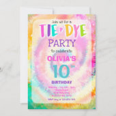 Tie Dye Birthday Party Bright Tie Dye Hippy Party Kaart (Voorkant)