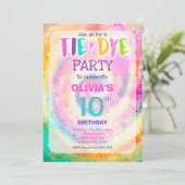 Tie Dye Birthday Party Bright Tie Dye Hippy Party Kaart (Staand voorkant)