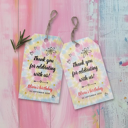 Tie Dye Birthday Party Cadeaulabel