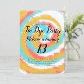 Tie Dye Birthday Party Colorful Invitation Kaart (Staand voorkant)