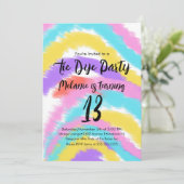 Tie Dye Birthday Party Colorful Rainbow Kaart (Staand voorkant)