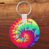 Tie Dye Birthday Party Favors PERSONALIZE Sleutelh Sleutelhanger (Voorkant)