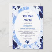 Tie Dye Birthday Party Indigo Blue Shibori Kaart (Voorkant)