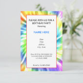 Tie Dye Birthday Party Invitation Card Kaart (Staand voorkant)