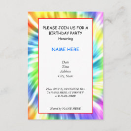 Tie Dye Birthday Party Invitation Card Kaart