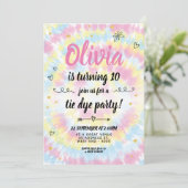 Tie Dye Birthday Party Kaart (Staand voorkant)