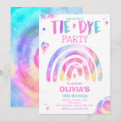 Tie Dye Birthday Party Pastel Tie Dye Hippy Party Kaart (Voorkant / Achterkant)