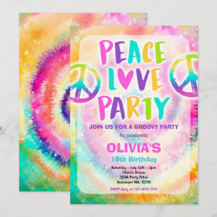 Tie Dye Birthday Party Pastel Tie Dye Hippy Party Kaart