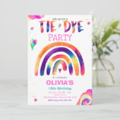 Tie Dye Birthday Party Pastel Tie Dye Hippy Party Kaart (Staand voorkant)