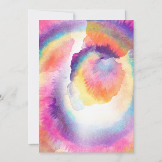 Tie Dye Birthday Party Pastel Tie Dye Hippy Party Kaart (Achterkant)