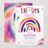 Tie Dye Birthday Party Pastel Tie Dye Hippy Party Kaart (Voorkant / Achterkant)