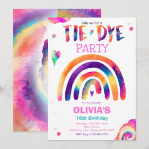 Tie Dye Birthday Party Pastel Tie Dye Hippy Party Kaart