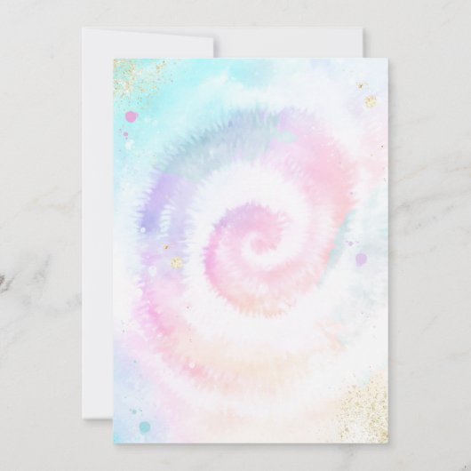 Tie Dye Birthday Party Pastel Tie Dye Hippy Party Kaart (Achterkant)