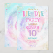 Tie Dye Birthday Party Pastel Tie Dye Hippy Party Kaart (Voorkant / Achterkant)