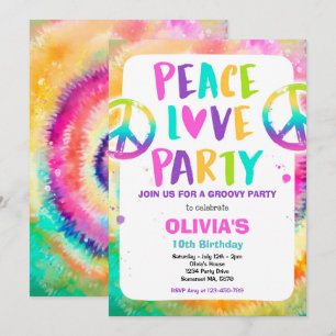 Tie Dye Birthday Party Pastel Tie Dye Hippy Party Kaart