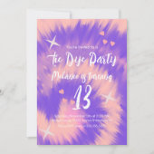Tie Dye Birthday Party Retro Groovy Kaart (Voorkant)