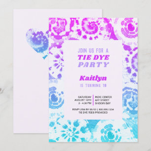 Tie Dye Birthday Party Retro Summer Bright Kaart