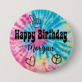 Tie Dye Birthday Party Ronde Button 7,6 Cm (Voorkant)