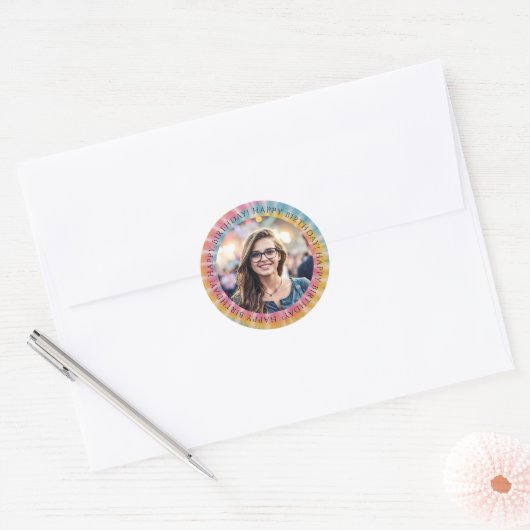 Tie Dye Birthday Photo Envelope Seal Sticker  (Envelop)