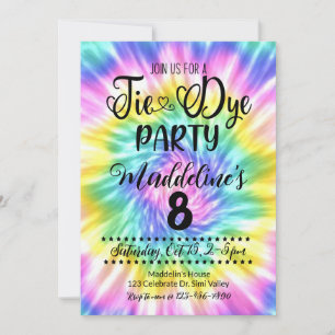 Tie Dye Birthday, Tie Dye Party Kaart