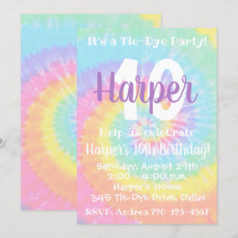 Tie Dye Birthday Uitnodiging