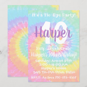 Tie Dye Birthday Uitnodiging