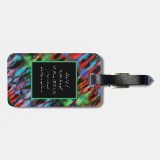 Tie Dye Black Diagonal Bagagelabel (Achterkant horizontaal)