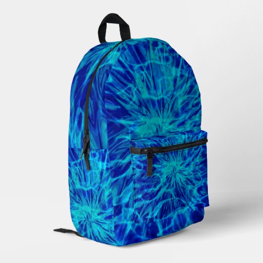 TIE DYE BLAUW BEDRUKTE RUGZAK (Achterkant Hoek Links)