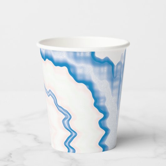 Tie dye Blauw wit werveling funky retro patroon Papieren Bekers (Achterkant)