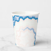 Tie dye Blauw wit werveling funky retro patroon Papieren Bekers (Links)