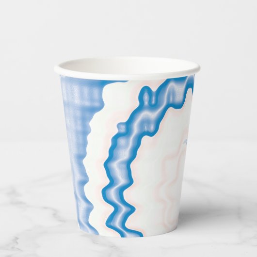 Tie dye Blauw wit werveling funky retro patroon Papieren Bekers (Voorkant)