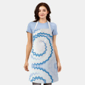 Tie dye Blauw wit werveling funky retro patroon Schort (Gedragen)