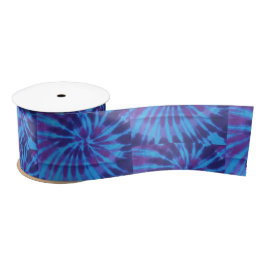 Tie Dye Blue Blauwgroen Paarse Kleurrijke Patroon  Satijnen Lint