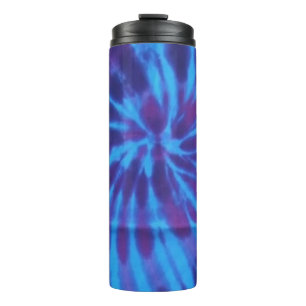 Tie Dye Blue Blauwgroen Paarse Kleurrijke Patroon  Thermosbeker