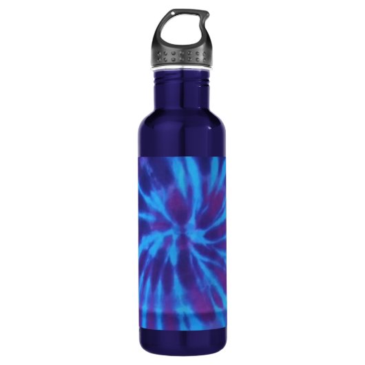 Tie Dye Blue Blauwgroen Paarse Kleurrijke Patroon  Waterfles (Voorkant)