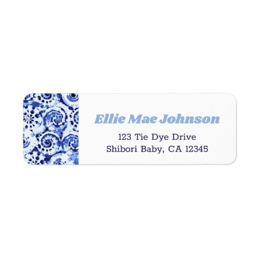 Tie Dye Blue Shibori Art Return Address Label (Voorkant)