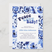 Tie Dye Blue Shibori Peace Love Baby shower Kaart (Voorkant)