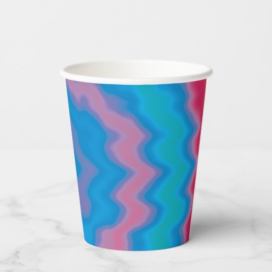 Tie dye blue werveling funky retro patroon partij papieren bekers (Achterkant)