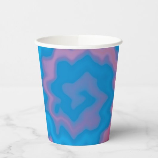 Tie dye blue werveling funky retro patroon partij papieren bekers (Links)
