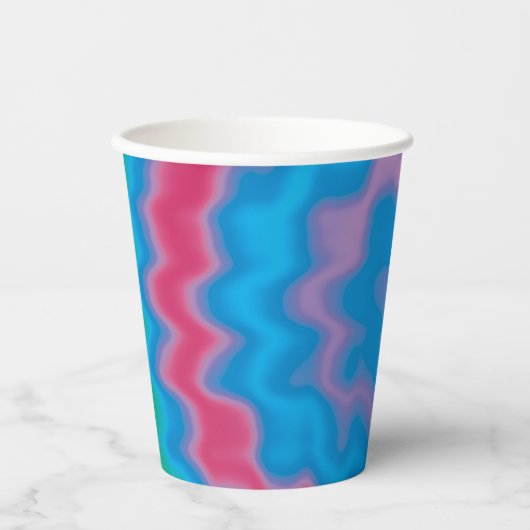 Tie dye blue werveling funky retro patroon partij papieren bekers (Voorkant)
